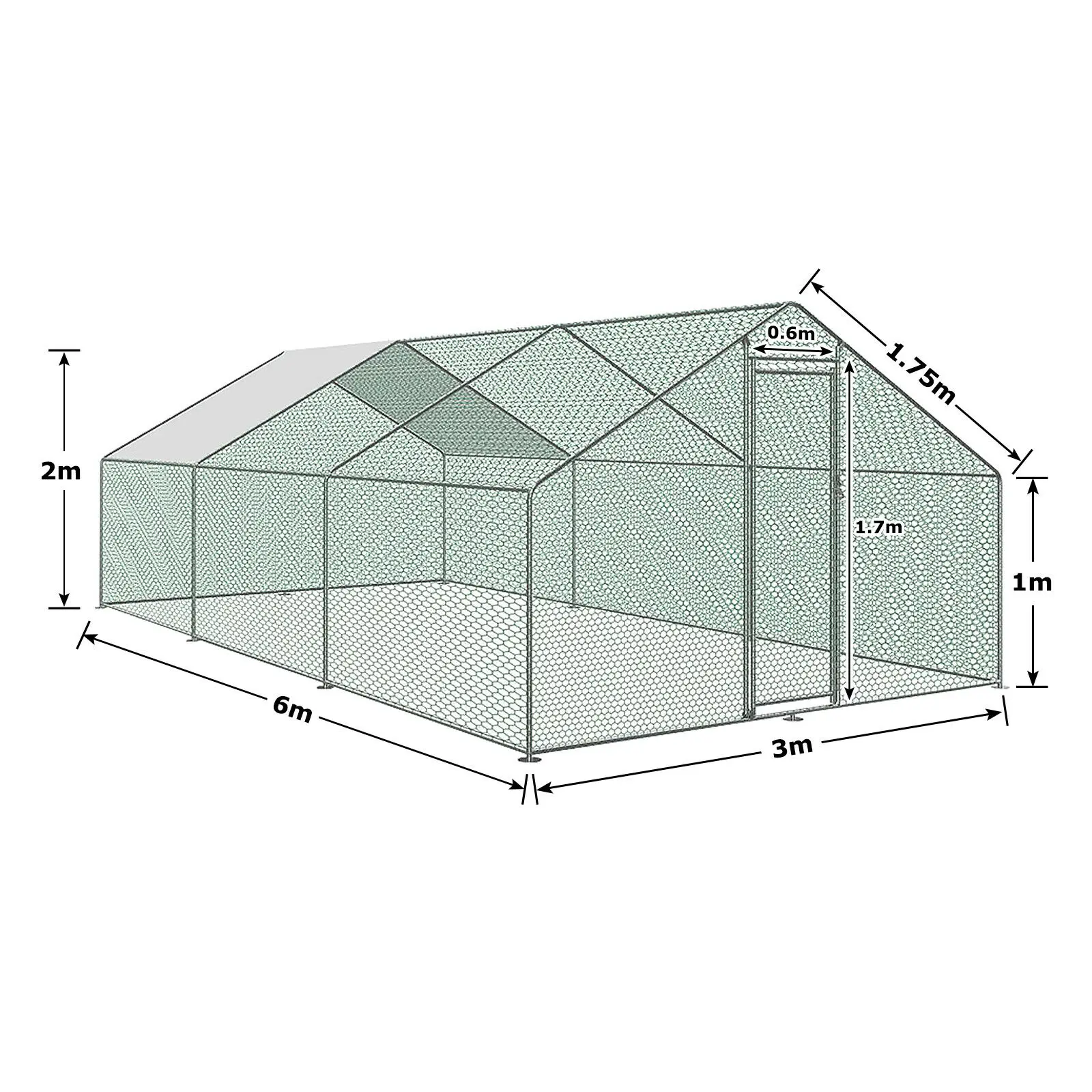 Chicken Run Coop Rabbit Ducks Hen Poultry House Large Metal Cages
