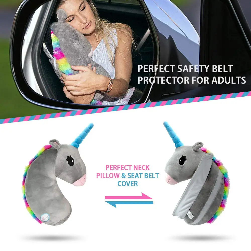 Kids Unicorn Neck Pillow Seatbelt Pillow Car Seat Belt Cover Vehicle Shoulder Pads for Children Baby