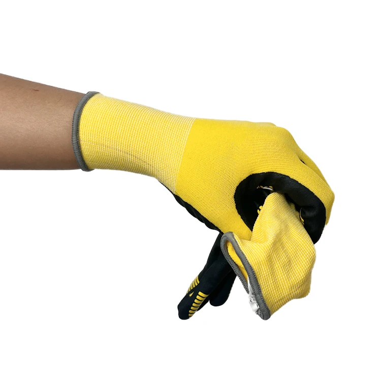 Micro Foam Nitrile Coated Nitrile Palm Dotted Dipping Gloves Nylon Safety Shell Abrasion Resistant Working Gloves
