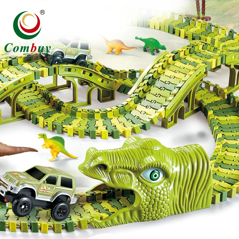 Rail cars set assembly kids 240PCS dinosaur track toy for DIY