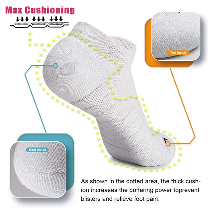 
DYSS-9616 No Show,low cut Compression Athletic Running Socks, Wicking Sport Cushion Padded Sock also for hiking Tennis, Cycling, 