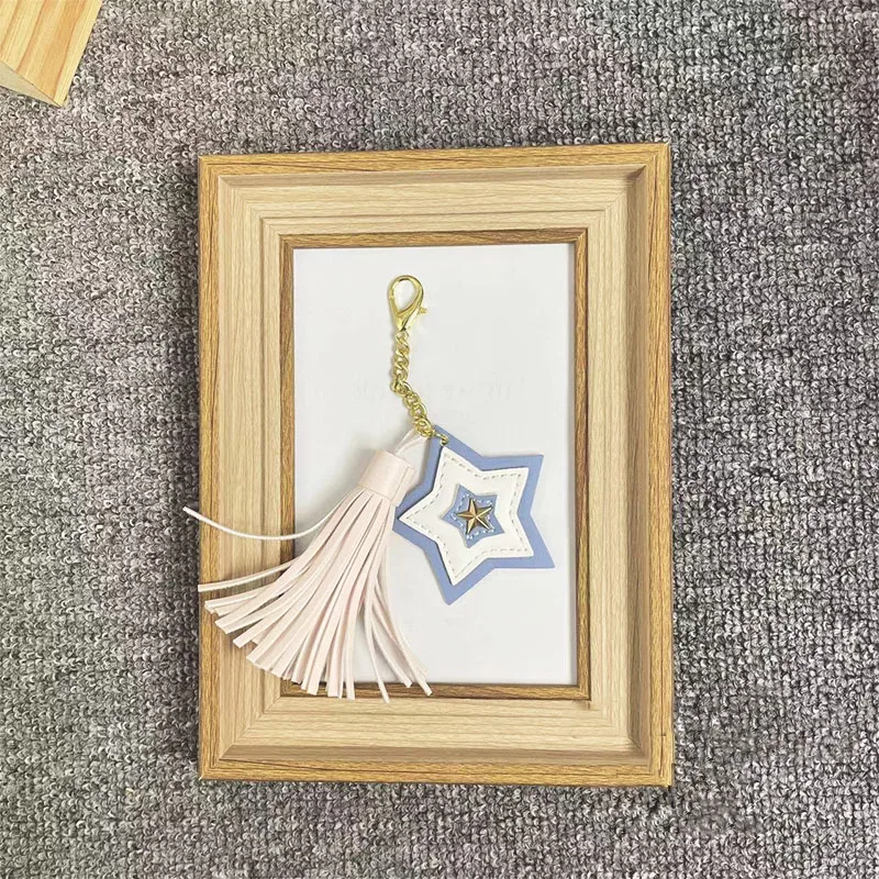 PU Tassel Star bag pendant personality spot wholesale five-pointed star key ring  leather car keychain