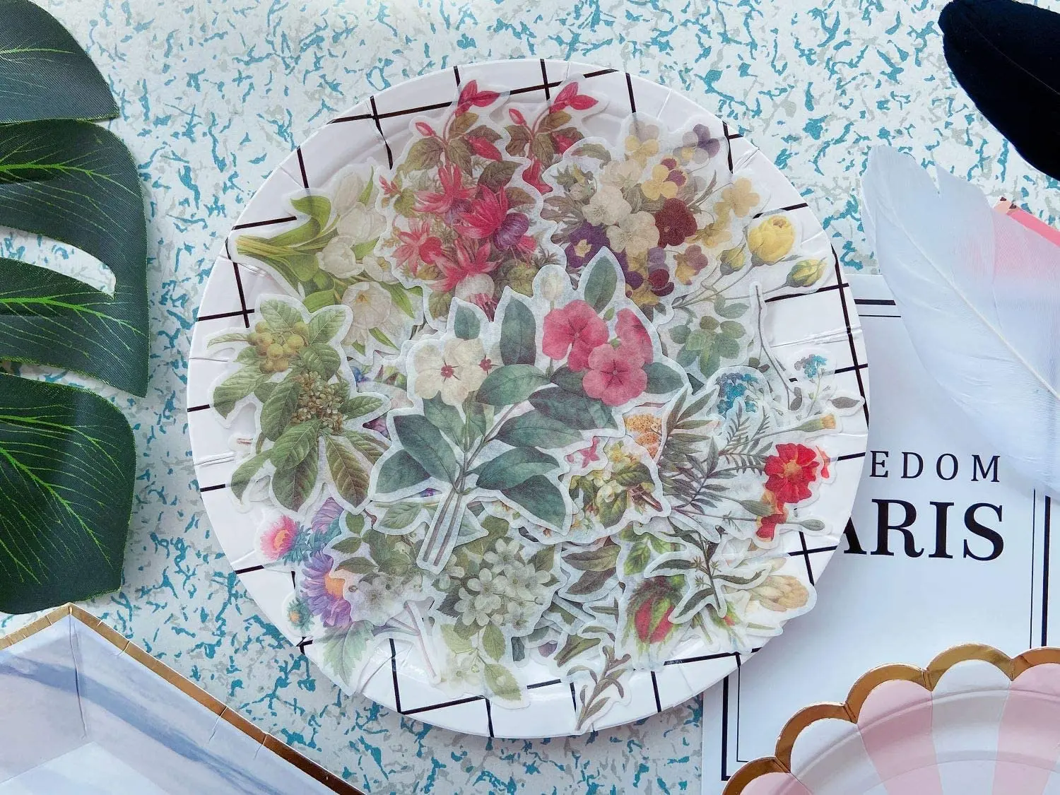 Floral Washi Tape Planner Sticker Decorative Craft Stationery Scrapbooking Set for Diary Album Notebook Bullet