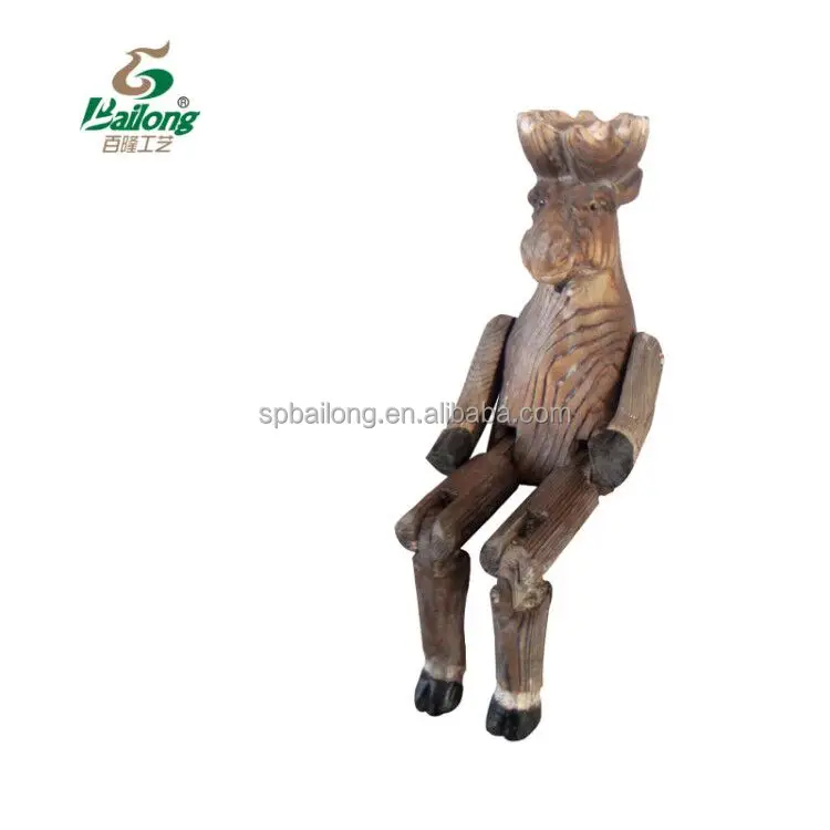 Handmade carved wood animal shape table top antique home decor wild life toy animal figure