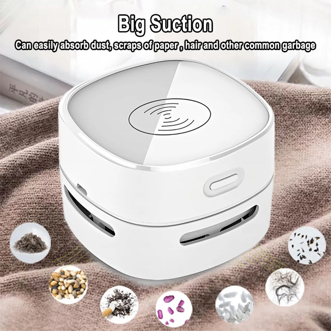 Office Gadgets electronic portable USB Rechargeable Car Home Dust Sweeper Mini Desktop Vacuum Cleaner with Wireless Charger