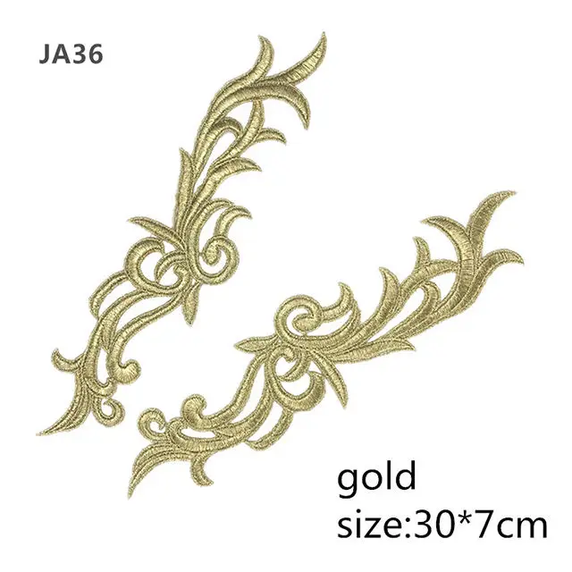 Wholesale Gold and Silver Embroidery Flower Sewing Dress Decoration Decal Lace Patch Custom Embroidery JA39