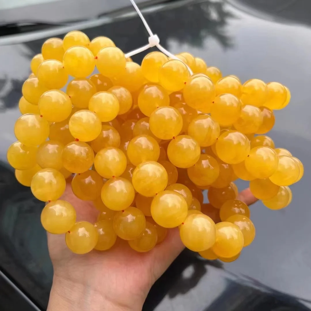 Made In China Superior Quality Natural White And Yellow16-18mm Baltic Amber Stone Loose Ball Beads Muslim Prayer Bead