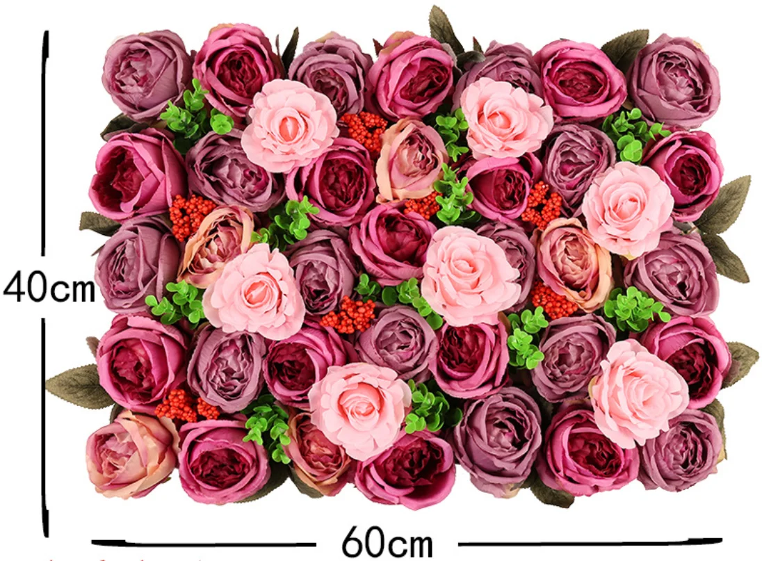 40*60 CM Wedding Birthday Event Party Decorative Artificial Silk Rose Flower Backdrop Panels Wall Mats
