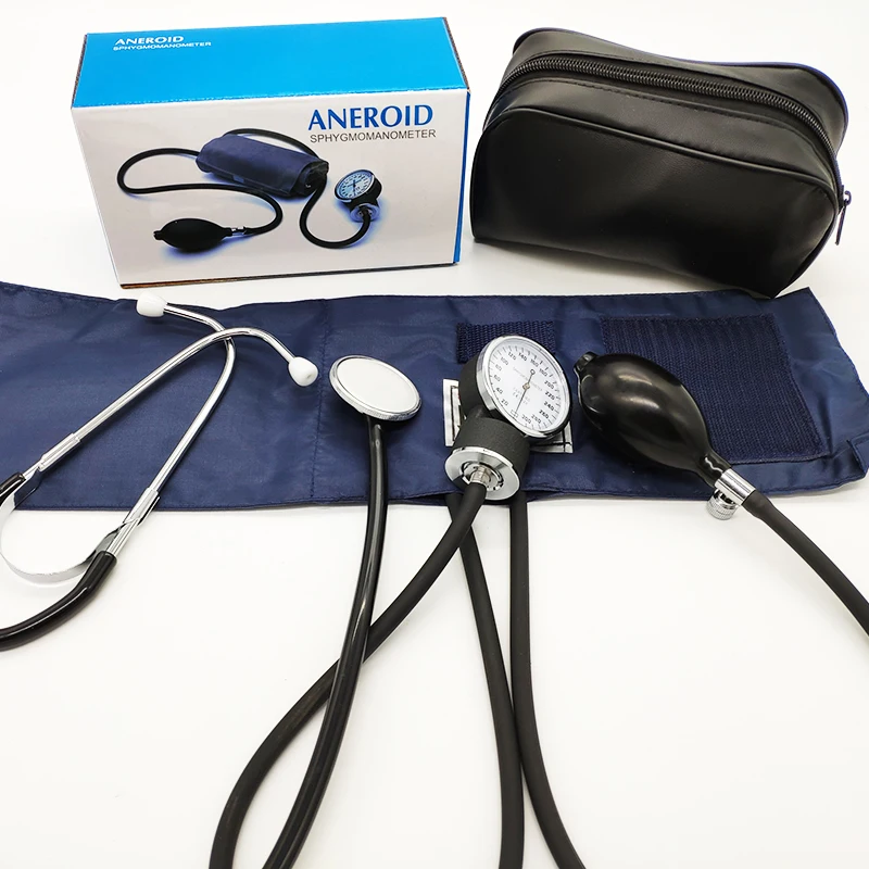 Manual Aneroid Sphygmomanometer Blood Pressure Monitor Meter Tonometer Cuff Measure Device With Stethoscope Home Medical