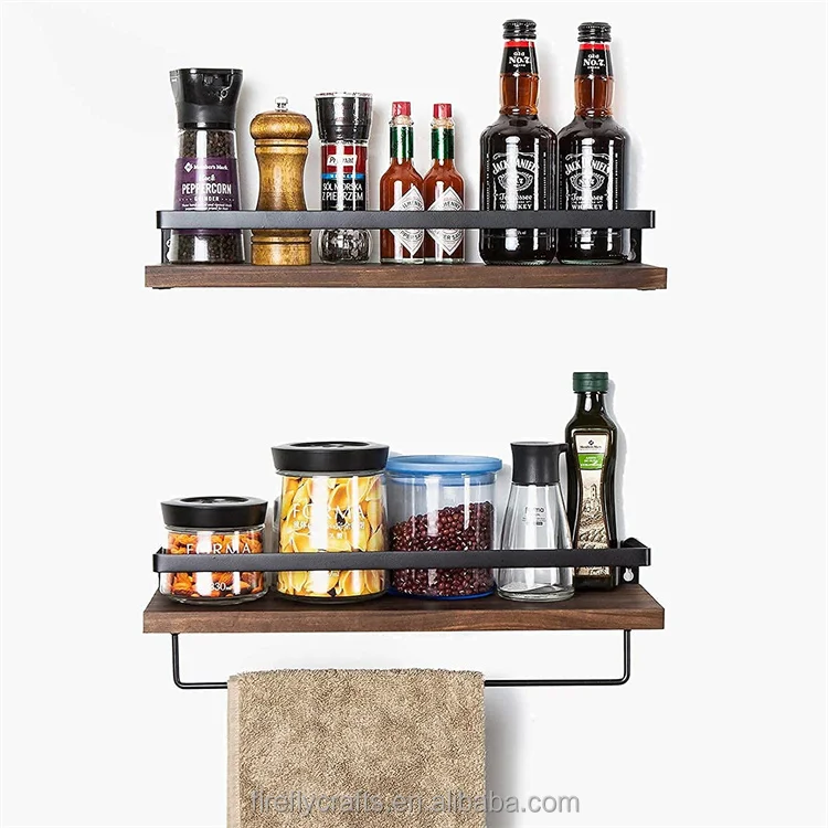 Wall Shelf Hanging Storage Furniture Metal Antique Industrial Vintage Rustic Solid Wood Mounted Wall Floating Shelves For Wall