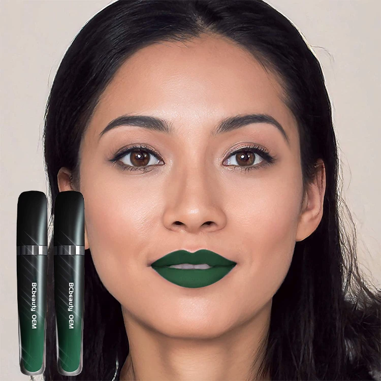Luxury Mini Matte Moisturizing Creamy Smudge-Proof Long Lasting Velvety Vegetarian Green Liquid Lipstick