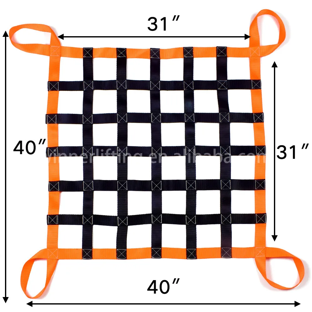 Тяжелая оранжевая грузовая сетка 40x40 дюймов с сеткой 4x4 грузоподъемность 1100 фунтов для пикапов