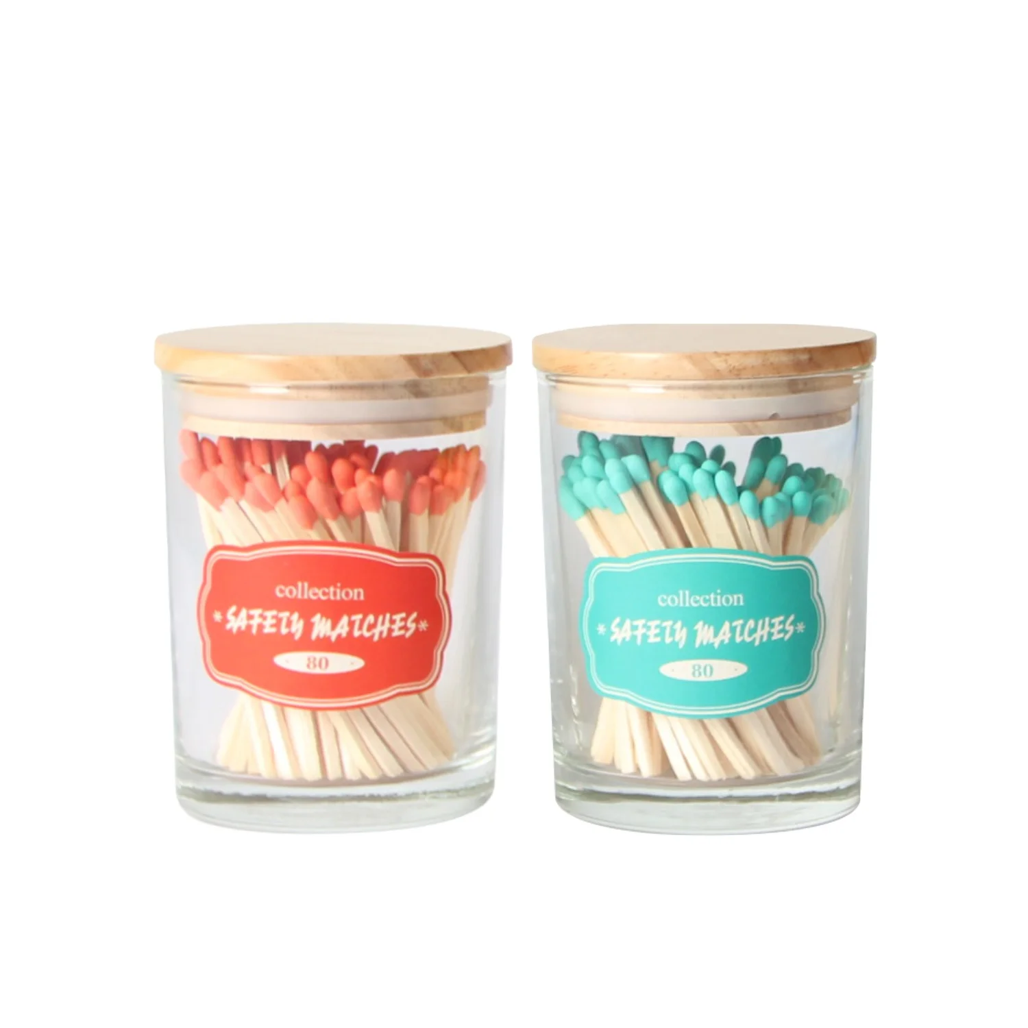 2024 Wholesale Glass Match Bottle with Wooden Lid for Colorful Matchsticks Wood Matches