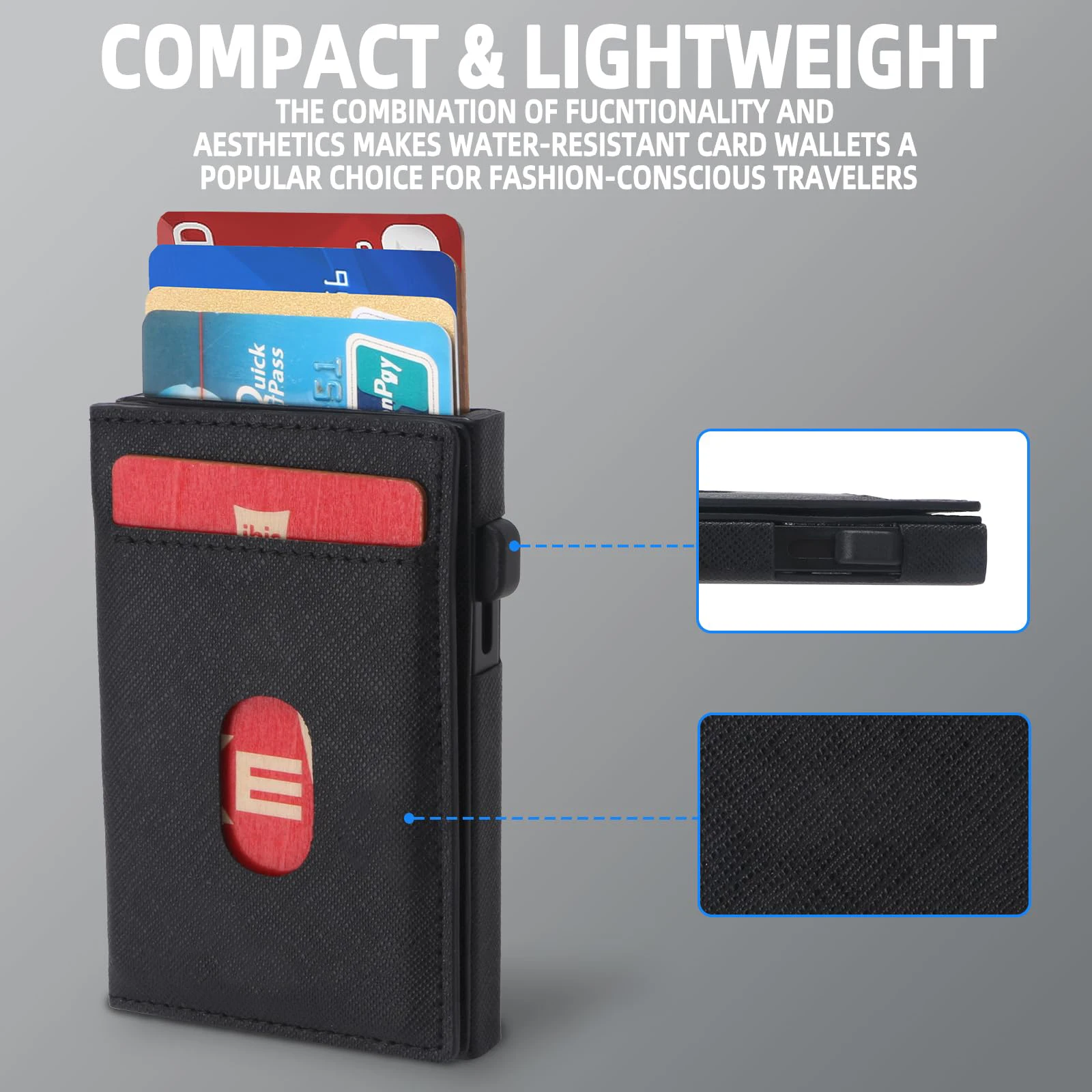 Minimalist Metal Aluminum RFID Blocking Card Holder Wallet Pop Credit Card Case with Slim Magnetic Close Mans Wallet