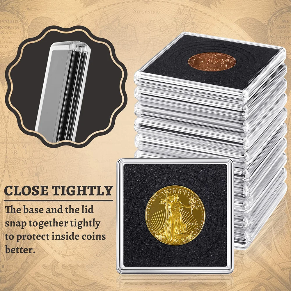 Coin Case for Collectors Silver Dollar Display Box Dollar Coin Snap Holder 2 x 2 Inch Half Dollar Coin Display Cases
