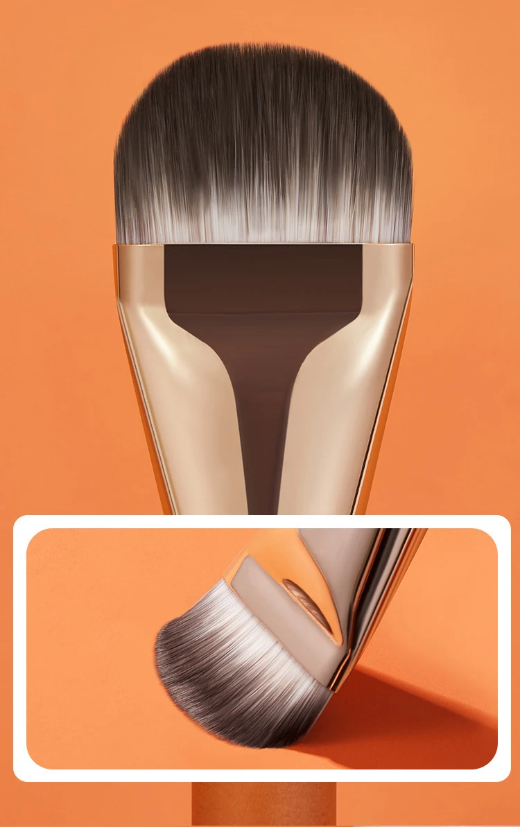 Vegan Cruelty Free Foundation Makeup Brush Wood Handle Ultra Thin Widened Tongue Type Foundation Brush