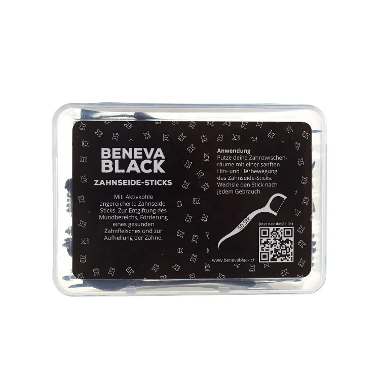 Biodegradable bamboo charcoal dental tooth floss pick