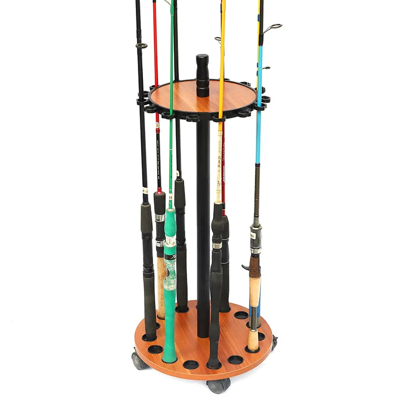 15 rods round wood Fishing Rod Rack good quality Fishing Rod Holder wood Fishing Pole Stand