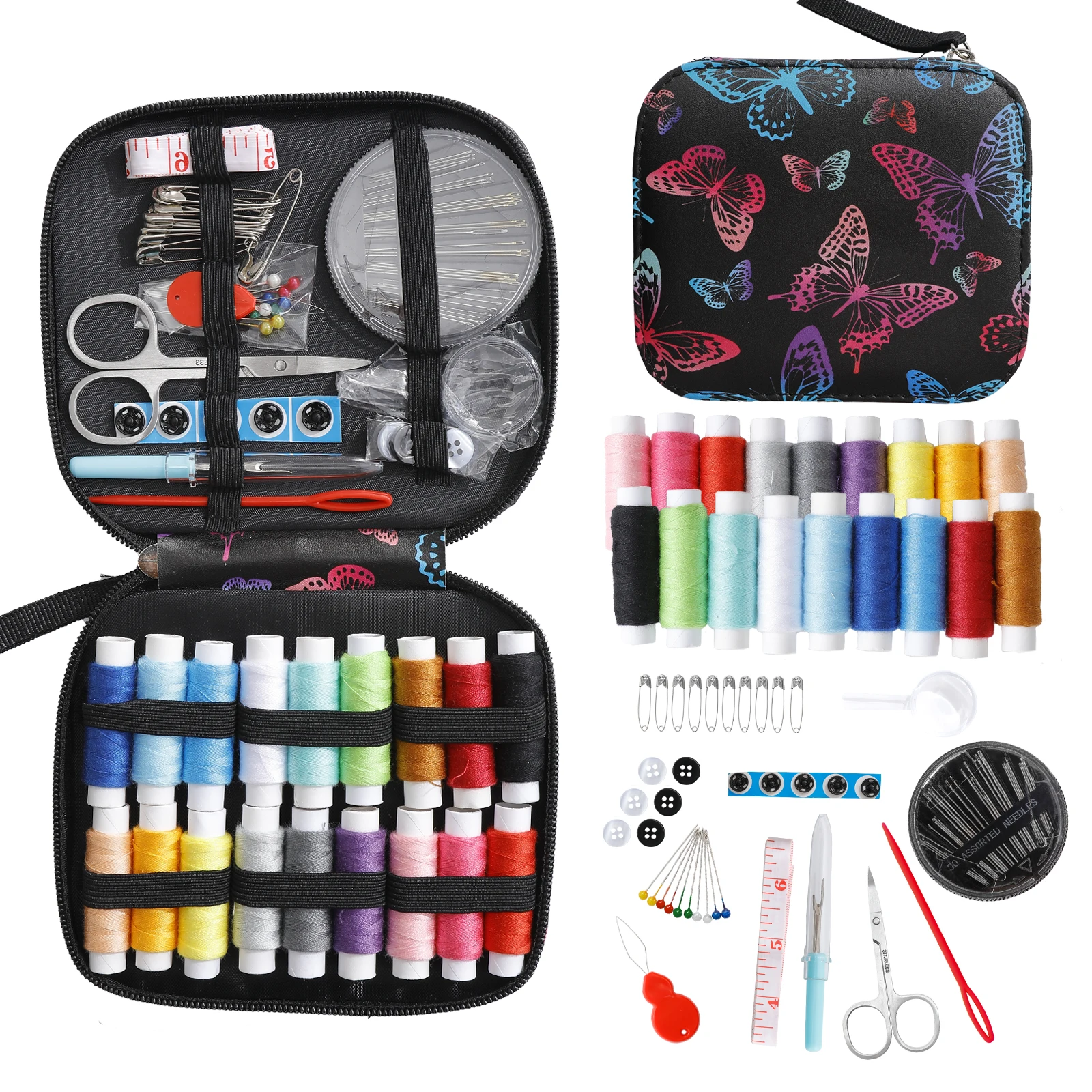 86pcs Butterfly printed pattern Sewing KIT for Adults & Kids , Wholesale high-quality sets With Tape measure, Scissors