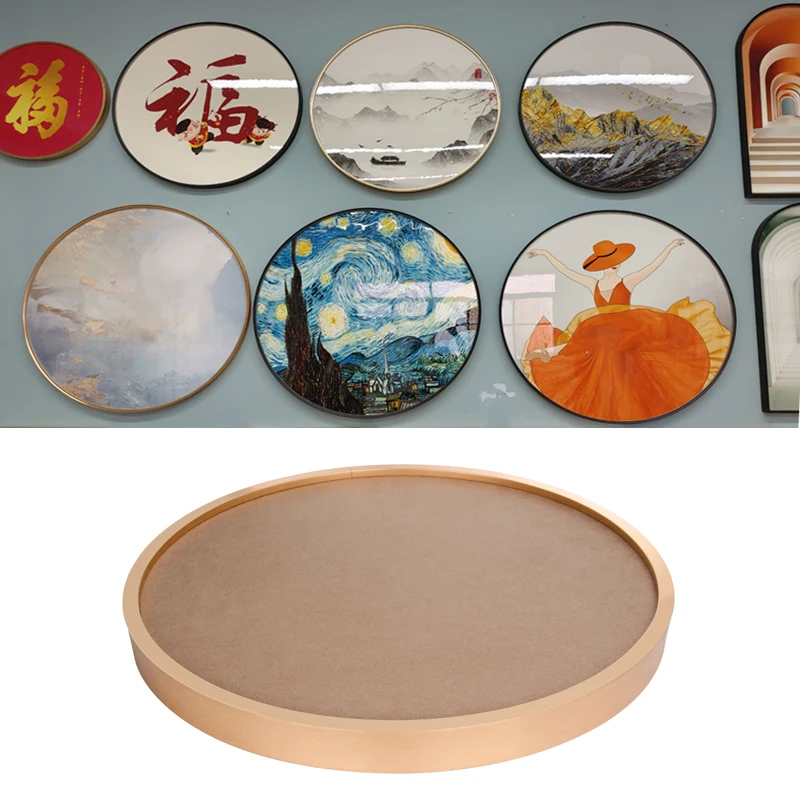 Brushed Matte Black Gold Bathroom Office Club Hotel Decor Hanging Wall Metal Mirror Circle Frame Picture Aluminum Round Frame