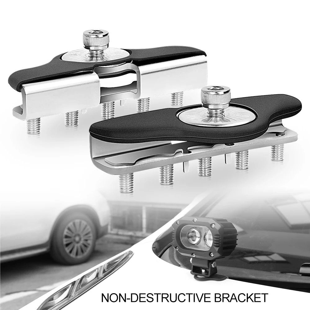 Hot sale clip design non-destructive brackets mini size available for 5KG led work lght led light bar hood mount brackets
