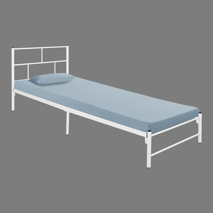 High Quality Steel Single Size Metal Bed Frame Platform Staff Dormitory Bed Easy Install Iron Bed Frame