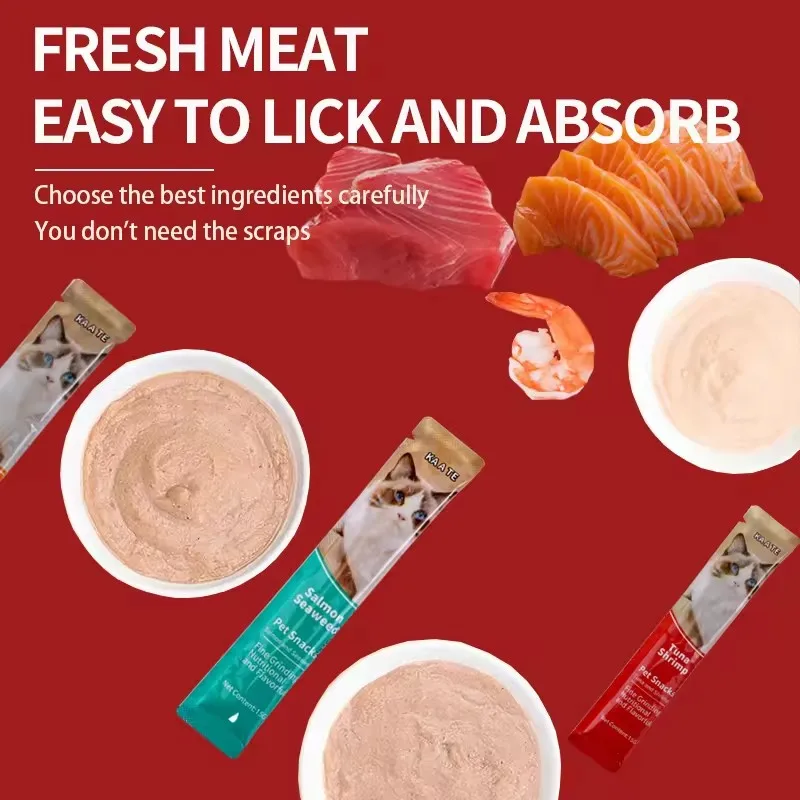 OEM ODM 100% Natural cat treats high protein Seafood Flavor Wet Food Liquid Pet food Cat Snack