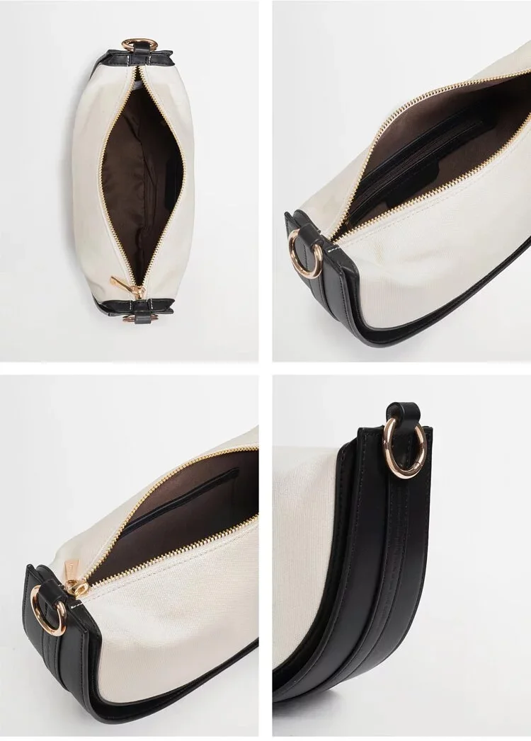 Classic Luxury Pu Leather Ladies Saddle Bags Elegant Designer Purse Veagn Canvas Crossbody Bags Custom Logo Womens Shoulder Bags