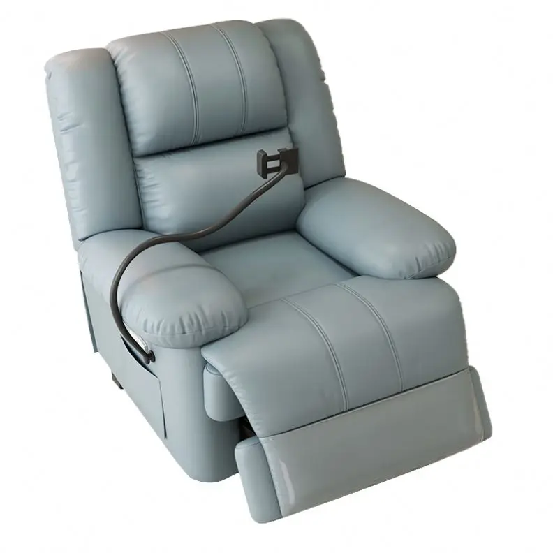 Luxury Recliner Sofa Multi-Functional Rocking Chair Single Grey Leather Gel