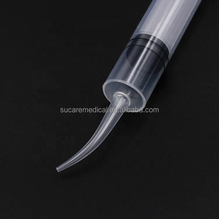 Medical rubber piston seal 12cc dental irrigation curved tip utility syringes