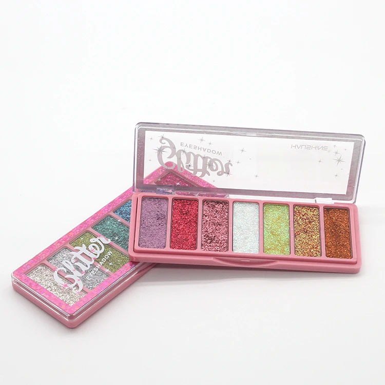
Best Cheap Vegan Custom Makeup Customized Logo Cosmetics 7 Colors Pressed Glitter Eyeshadow Palette 