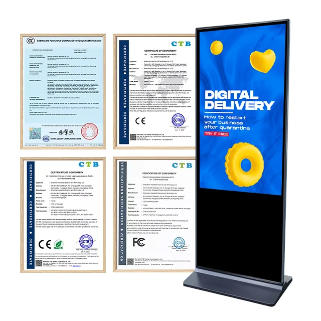 43 55 дюймов 4K вертикальная подставка Digital Signage Портативный Android программное обеспечение сенсорный рекламный плеер цифровой киоск