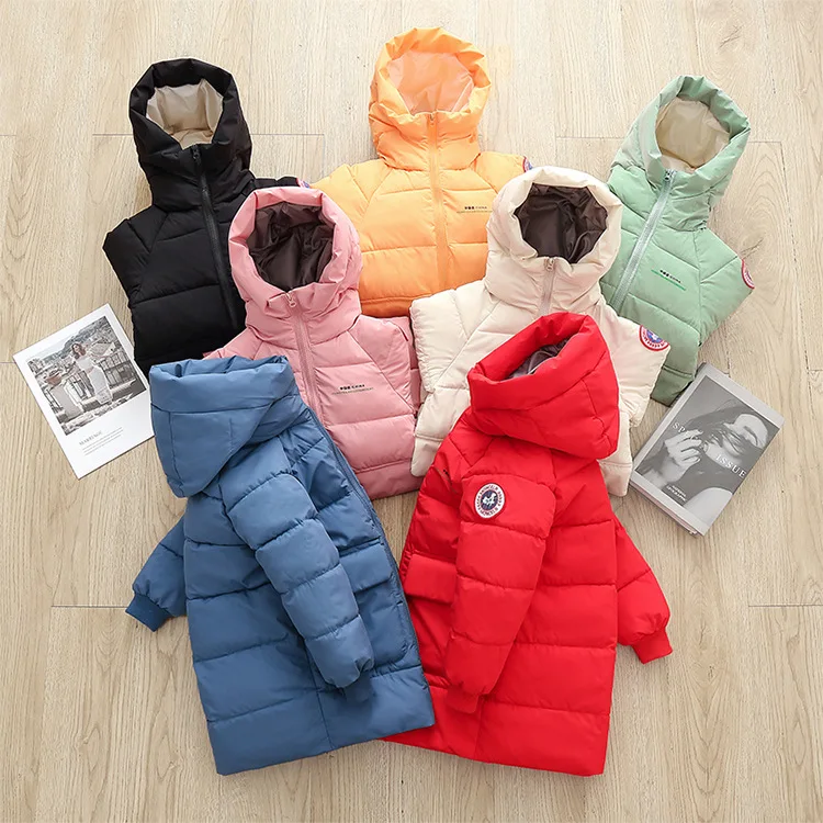 Green Horizon Winter Warm Thicken Color Long Sleeve Zipper Kids Solid Hoodie Jackets Coat Toddler Baby Boy Girl Hooded