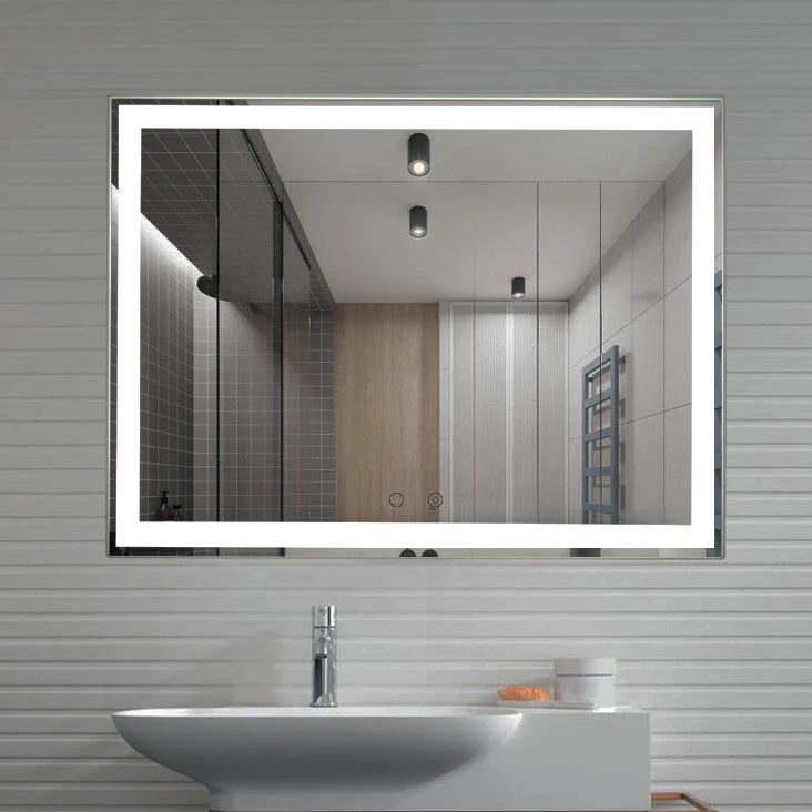 Touch Sensor Washroom Toilet Wall Mount Bath Vanity Mirrors Smart Led Bathroom Mirror With Light