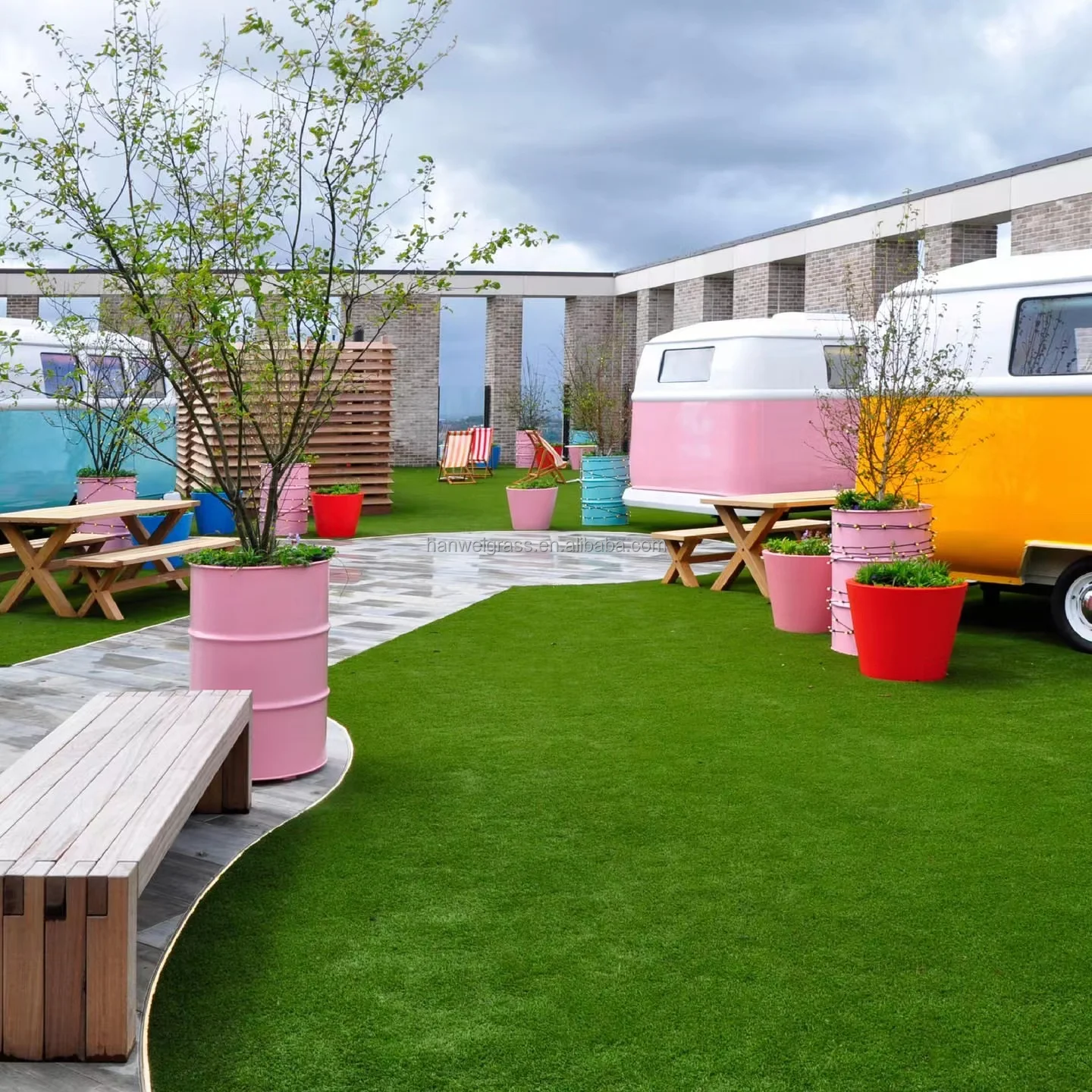 Hanwei garden landscaping Artificial Grass synthetic lawn artificial grass plastic lawn turf synthetic grass for home garden