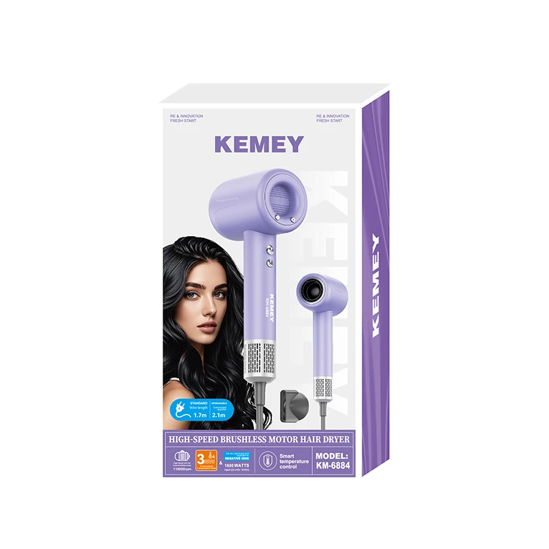 KEMEI Km-6884 бесщеточный двигатель высокоскоростной фен профессиональный салон быстрый Фен