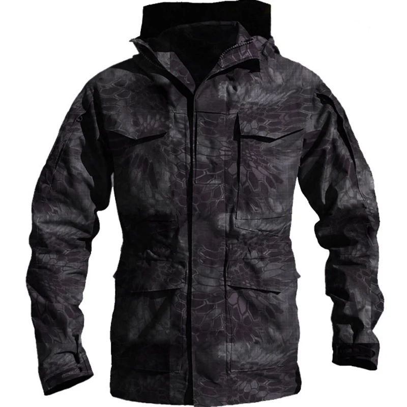 Spring/autumn outdoor waterproof windbreaker breathable long section M65 army tactical jacket for men