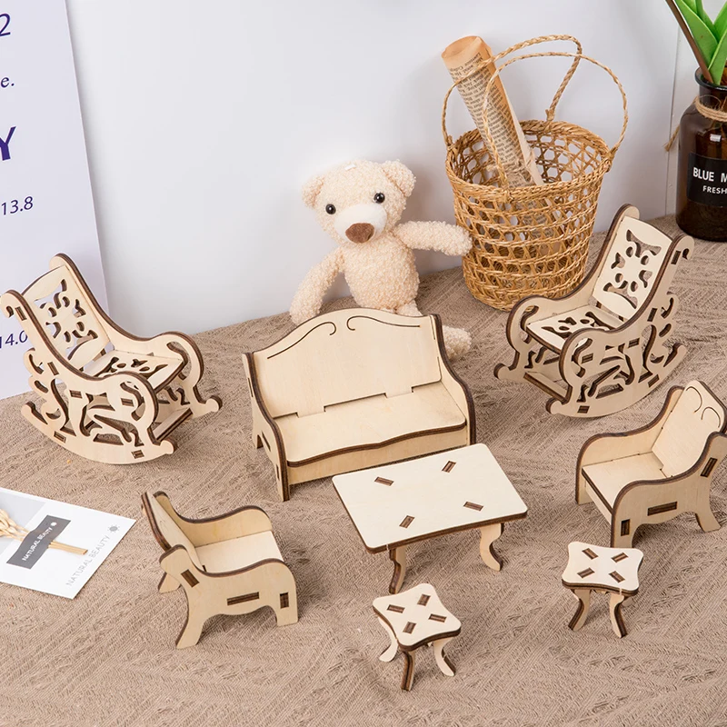 2024 hot sale DIY wooden furniture suit children  interactive assembly game high quality DIY wooden puzzle children  toys