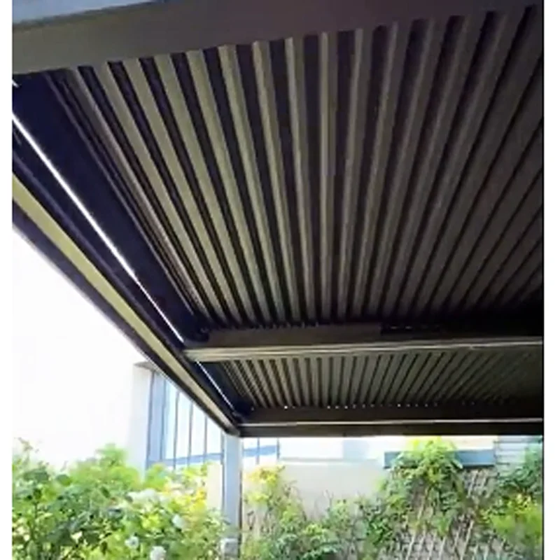 Hot Sale Motorized Aluminum Pergola with Rain Wind Sensor Electric Retractable Waterproof Roof System Powder Coated Frame