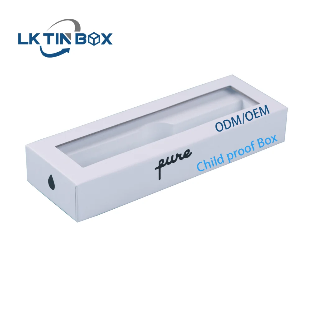 Custom Printed Cigarettes Pens Box Pre Roll Packaging Child Resistant Paper Box With Childproof Button And Window