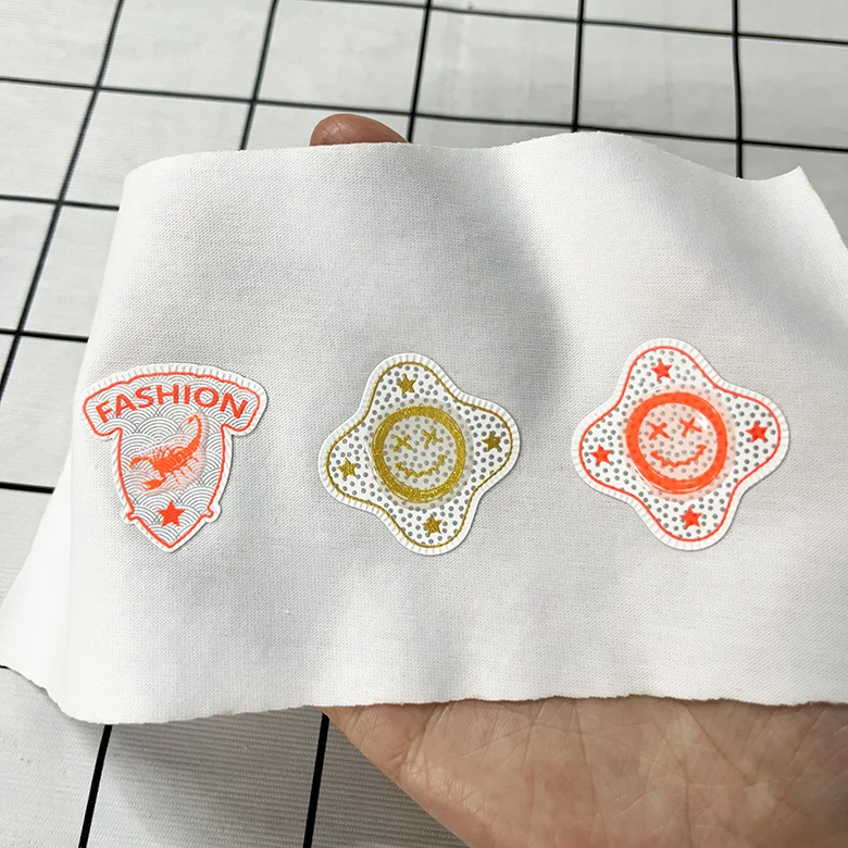 Wholesale high quality valentines 3d silicone iron on thermal logo heat transfer stickers vinyl designs for t shirts clothes