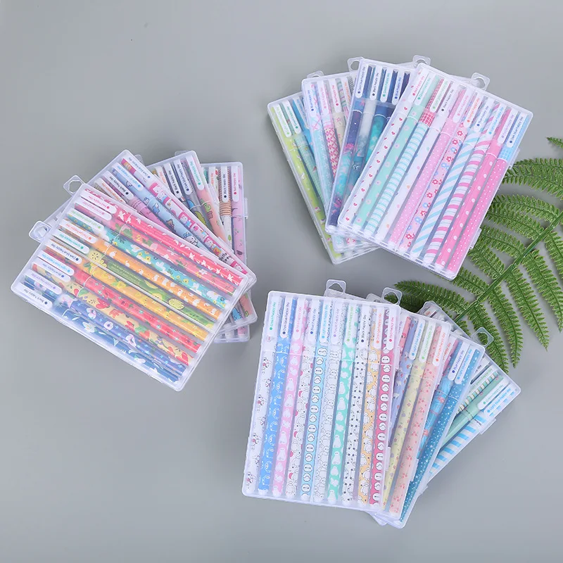 Creative color neutral pen cartoon student stationery 10 pen set office supplies signature pen