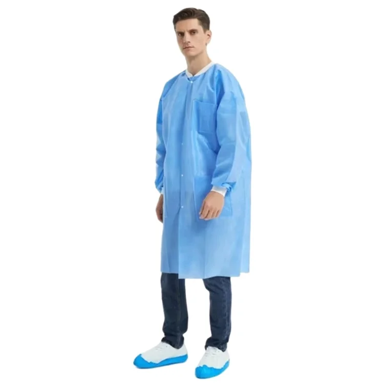 New Released Factory Supplier OEM Service Support Laboratory Work Clothes PP SMS Disposable ESD Lab Coat