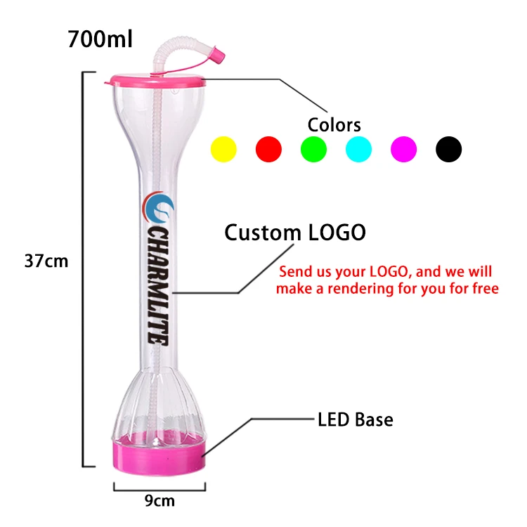 Personalized Customize Reusable Slush Ice Party Yard Cup Straw Disposable Led Clear Cup With Good Price