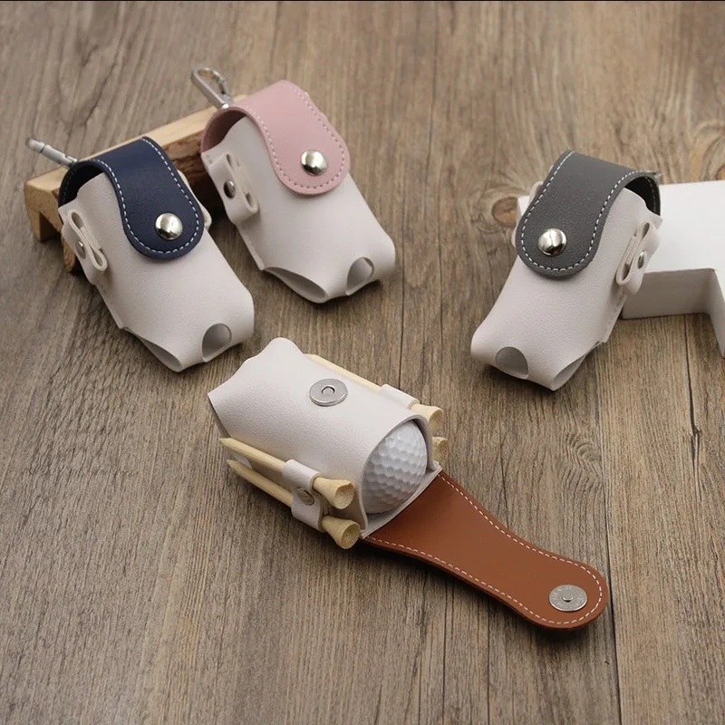 Golf Ball Case PU Leather Golfer Waist Pack Bag Golf Balls Pouch and Tees Holder Pouch Bag Storage Case Outdoor