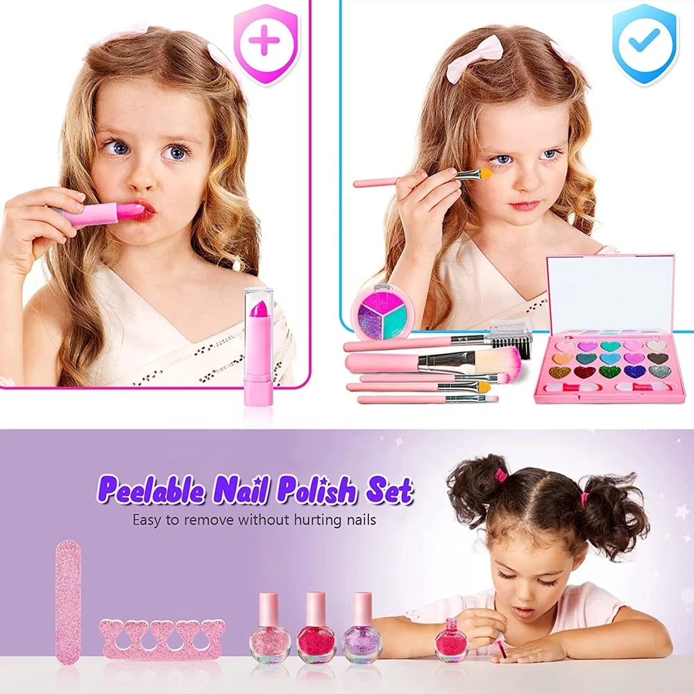 Косметический набор Amazon beauty play игрушки для девочек детские моющиеся ролевых игр макияжа «сделай сам» с лаком ногтей и сумкой
