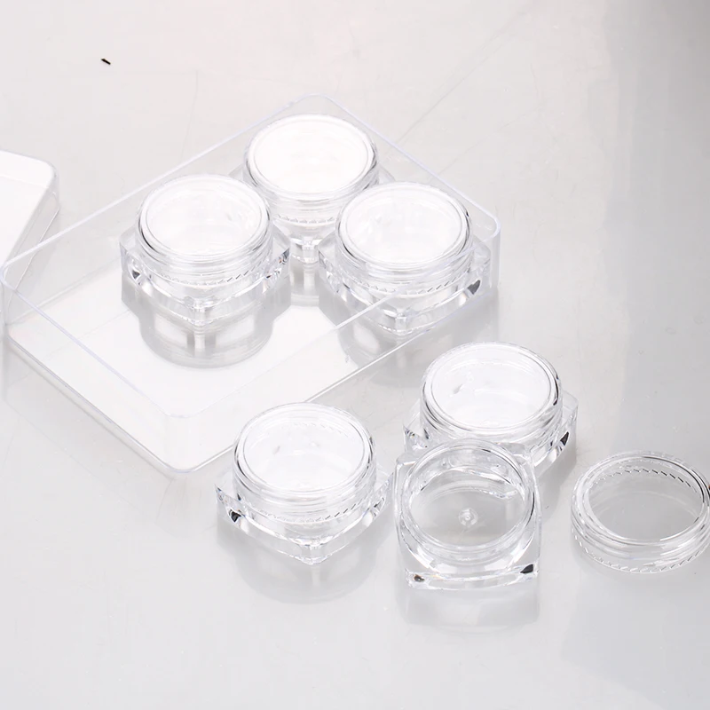 5g*6pcs wholesale cheap clear nail art loose powder plastic jar empty eye shadow glitter container