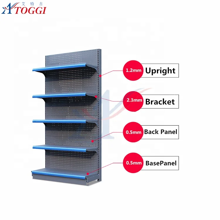 Wall  supermarket steel shelf supermarket shelf ,single shelf with light box
