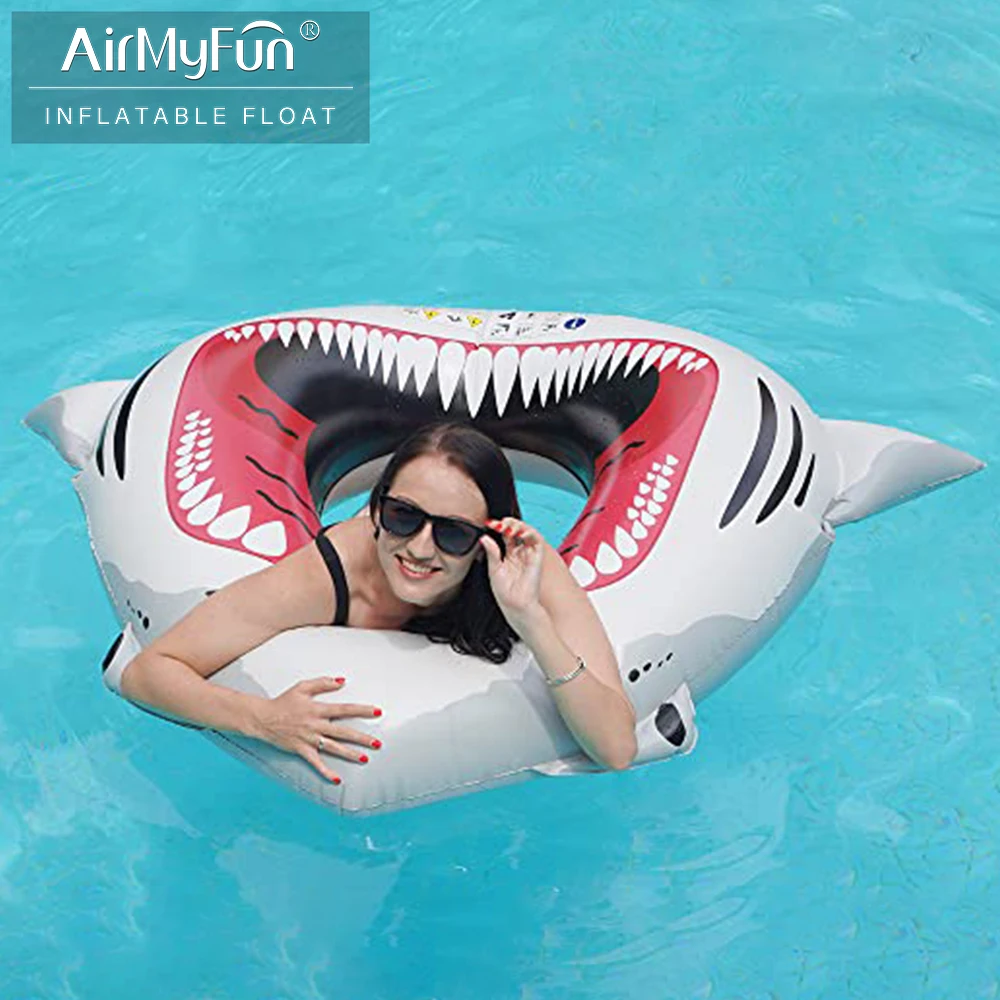 Airmyfun Wholesale Manufacture PVC adults shark water play inflatable swimming pool float ring tube
