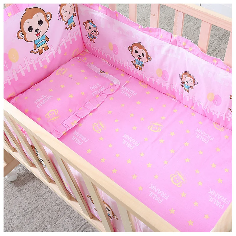 Newborn cotton waterproof kids pad knot pillow set bed protector braided baby crib bumper